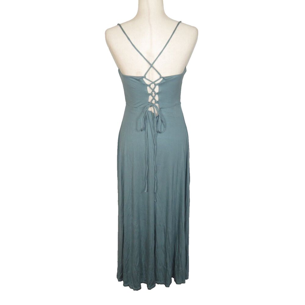 Halara Soft Stretchy Draped Neck Open Back Lace Up Padded Maxi Dress Size Medium - Picture 5 of 15